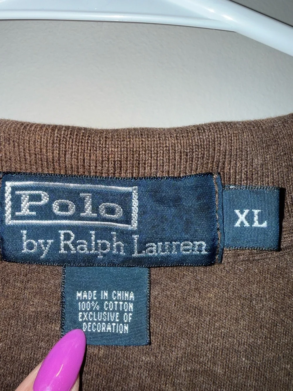 Ralph Lauren Brown Long-Sleeve Polo with Green Pony